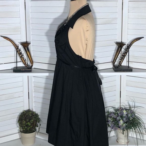 Bebe Halter Mini Dress Black Backless Fit and Flare Medium - Picture 4 of 10